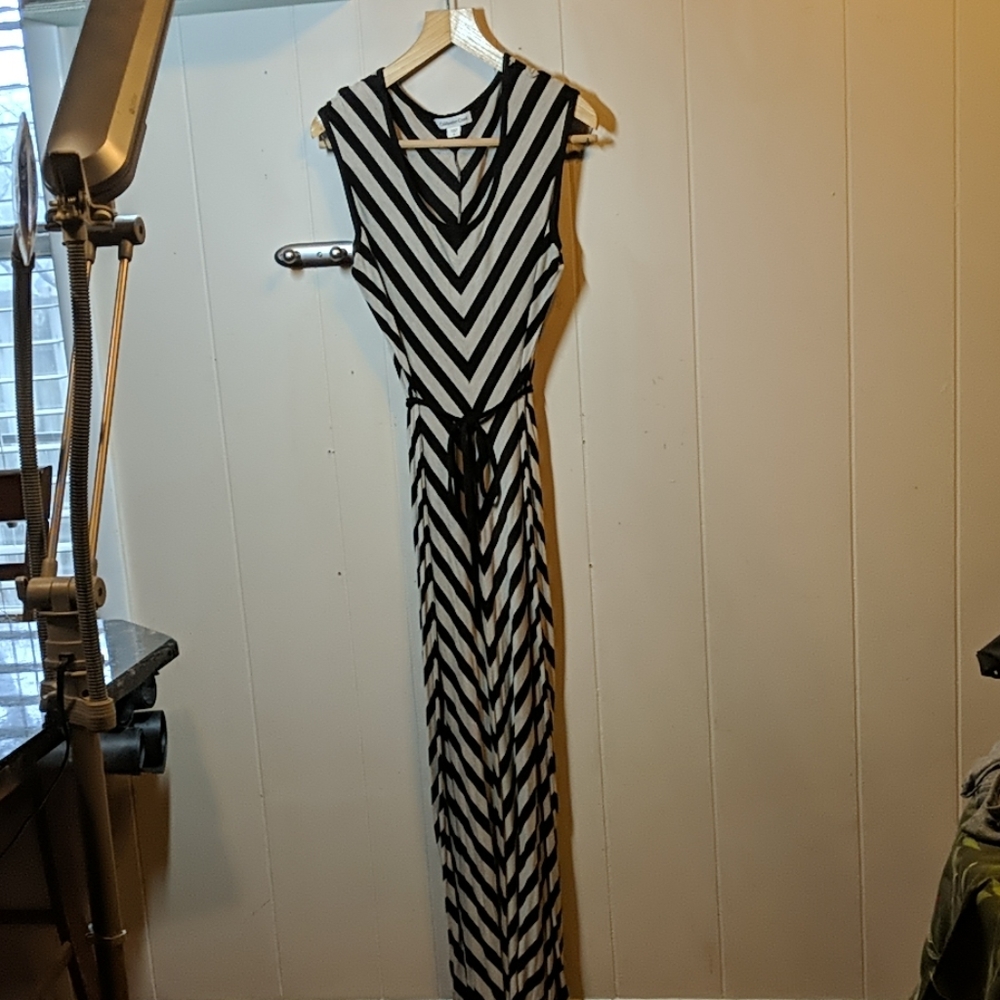 Coldwater Creek Chevron Maxi dress with belt Sz 12